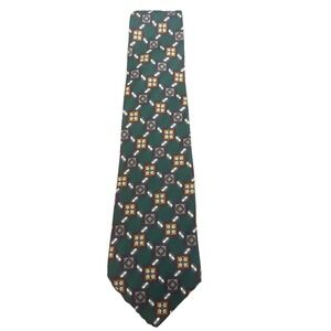 Tommy Hilfiger Green, Maroon, Yellows Squares Italian‎ Silk Neck Tie 56"